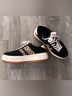 Madden Girl Platform Sneakers with Leopard Stripes